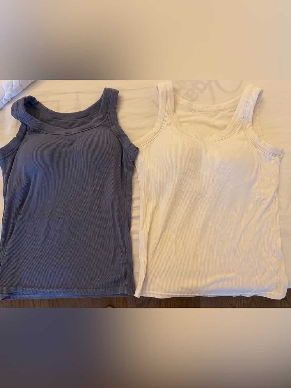 Classic Ribbed Tank Tops - Blue & White (2 Pack)